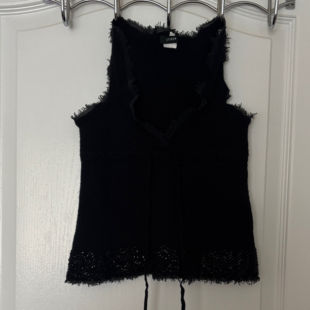 J. Crew Black Frayed Edge Tank Top